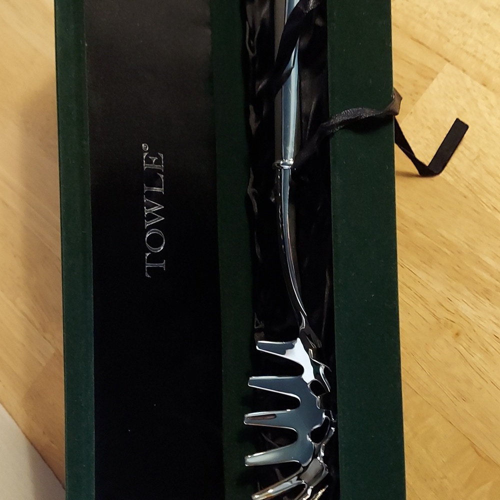 Vintage Towle Silversmiths Silver‎ Plated Pasta Serving Spoon Green Velvet Box